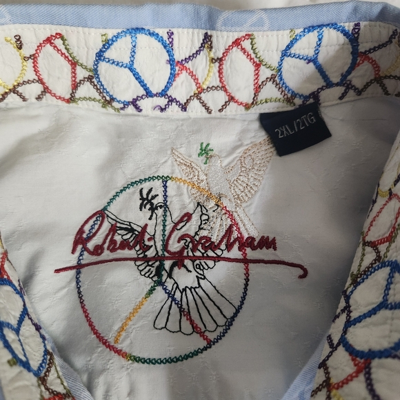 robert graham Shirt Size 2XL Peace Sign Embroidered. EUC - Picture 2 of 10